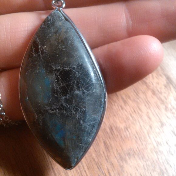 Malagasy Labradorite Stainless Steel Pendant Necklace - Picture 9 of 15